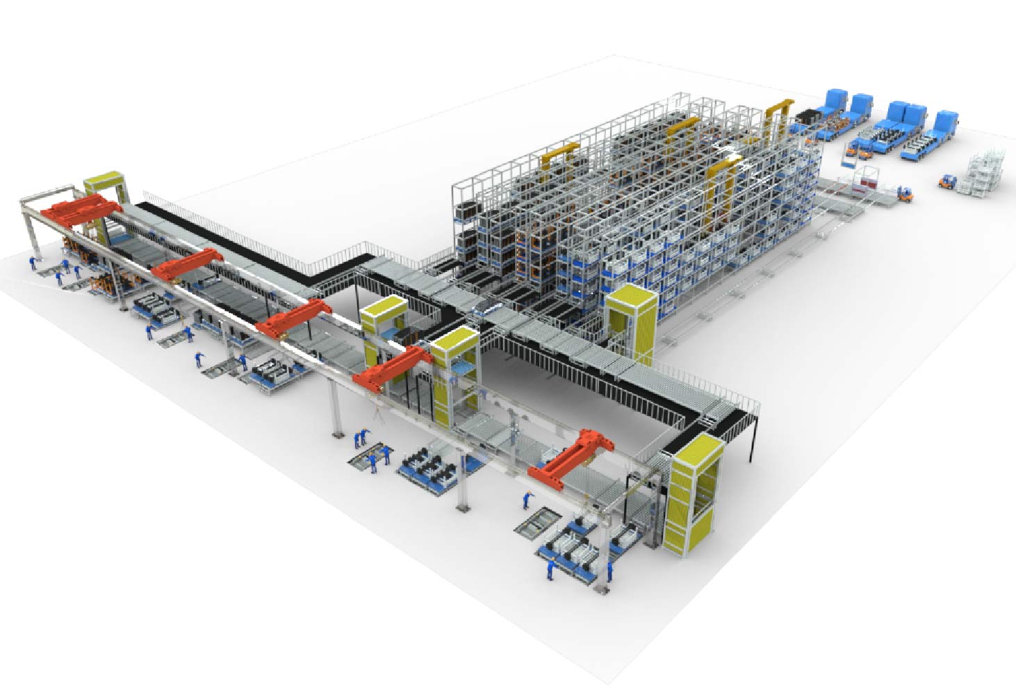 Custom-built Automated Storage & Retrieval System (AS/RS) equipped with stacker cranes for a large foreign enterprise